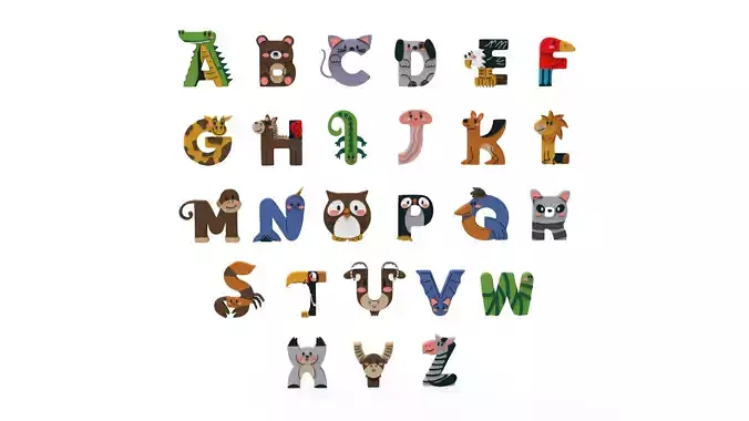 Cartoon Animal Alphabet v001