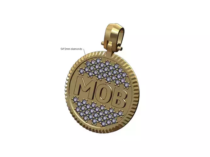 MOB diamond iced fluted bezel pendant with bail