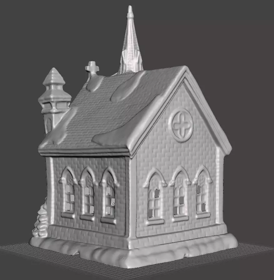 christmas village  cathedral 3D print model_0