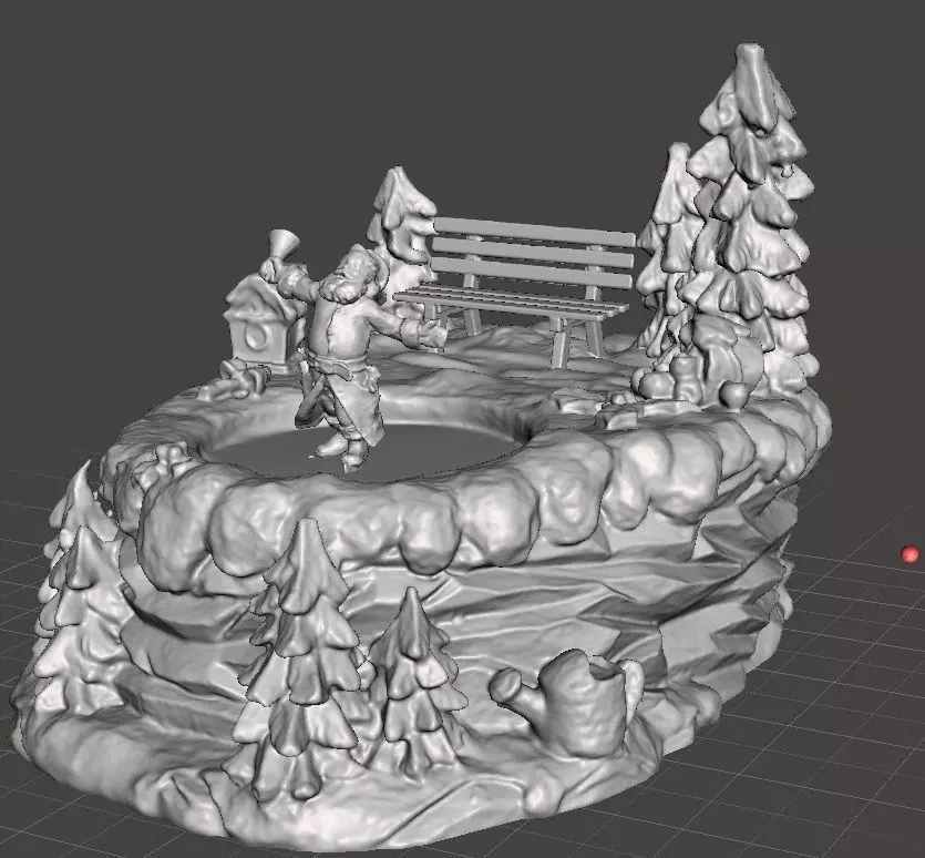christmas skating pond 3D print model_0