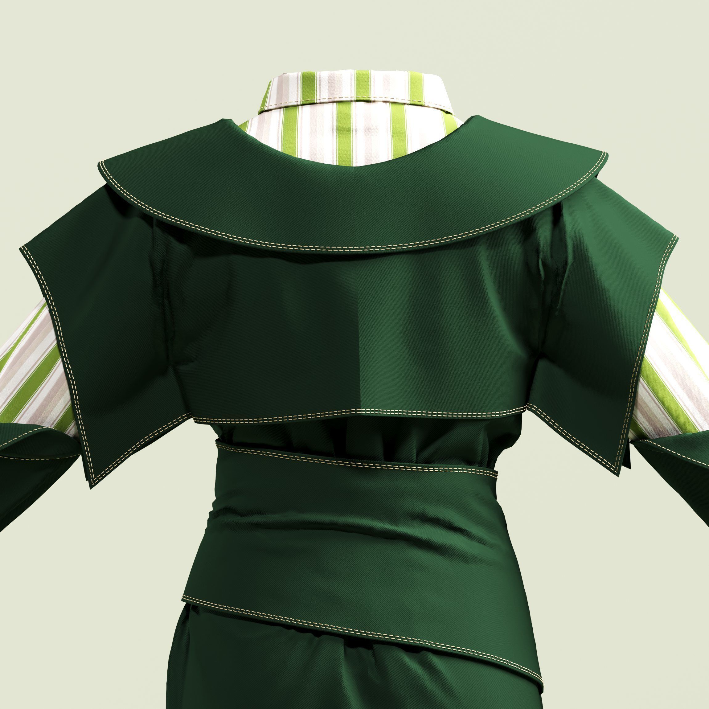 Green coat modal 3D model_8