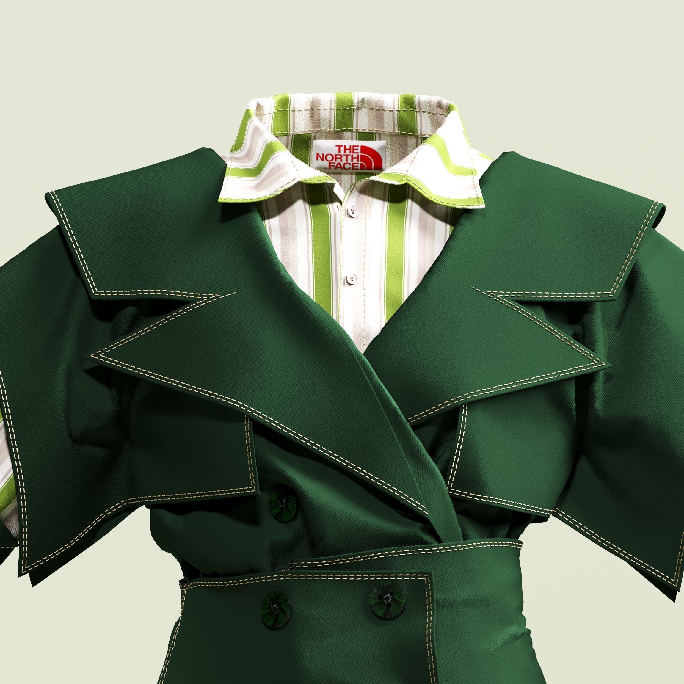 Green coat modal 3D model_5