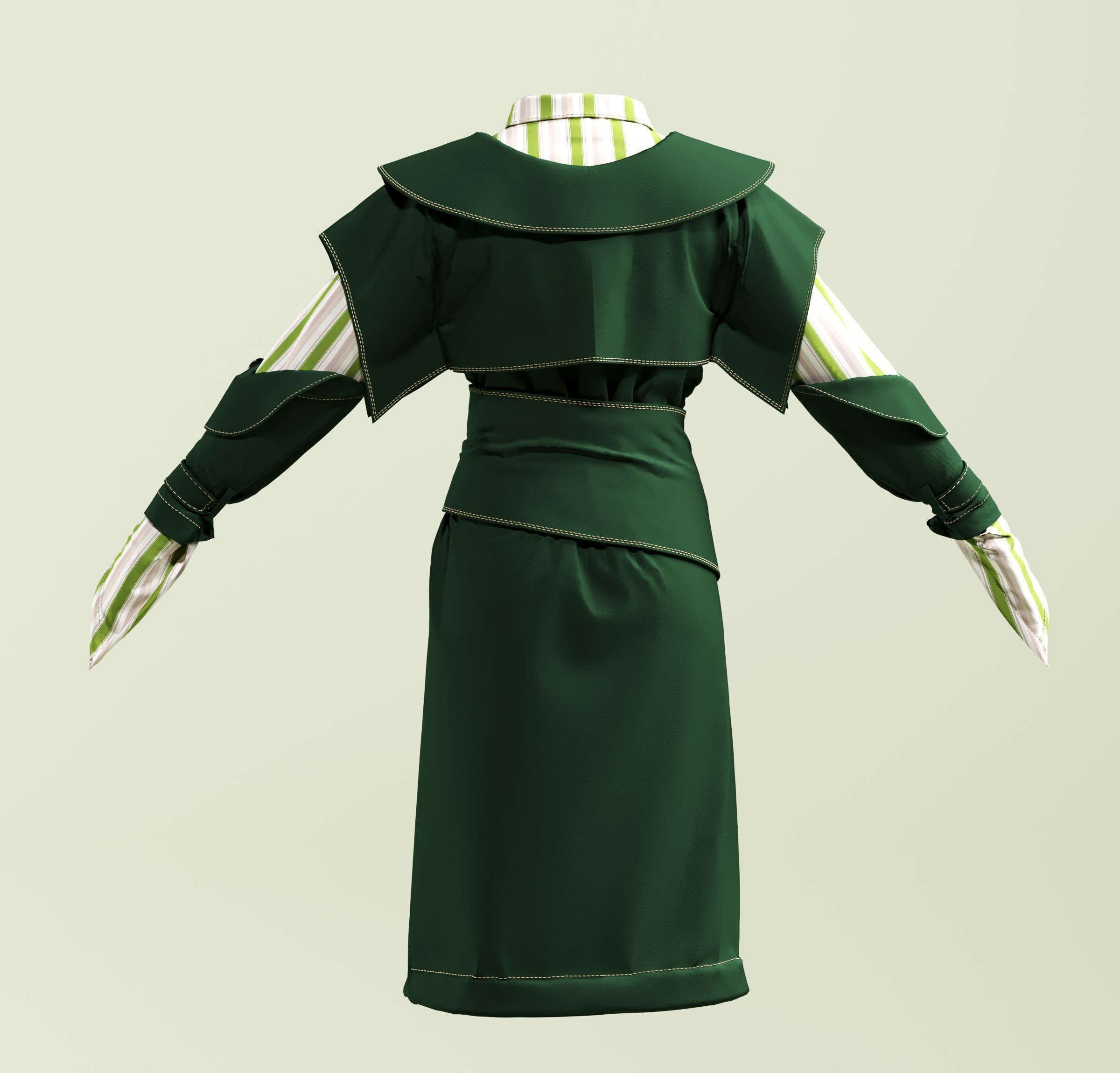 Green coat modal 3D model_2