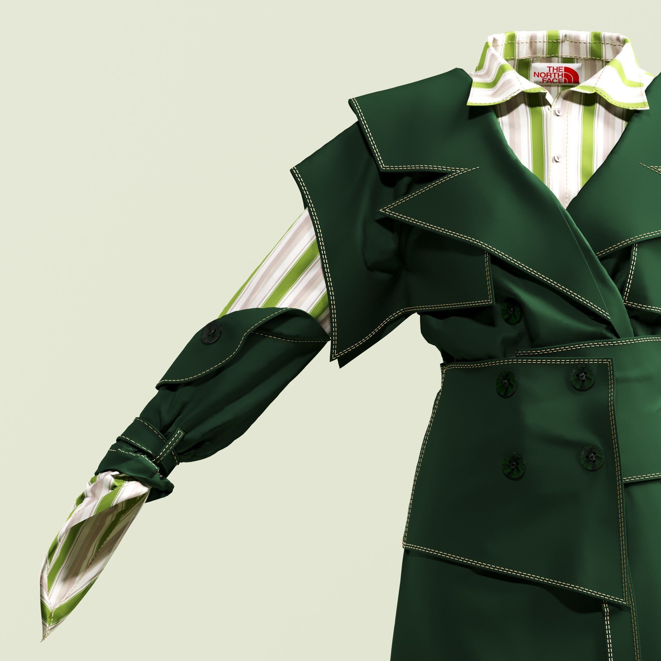 Green coat modal 3D model_7