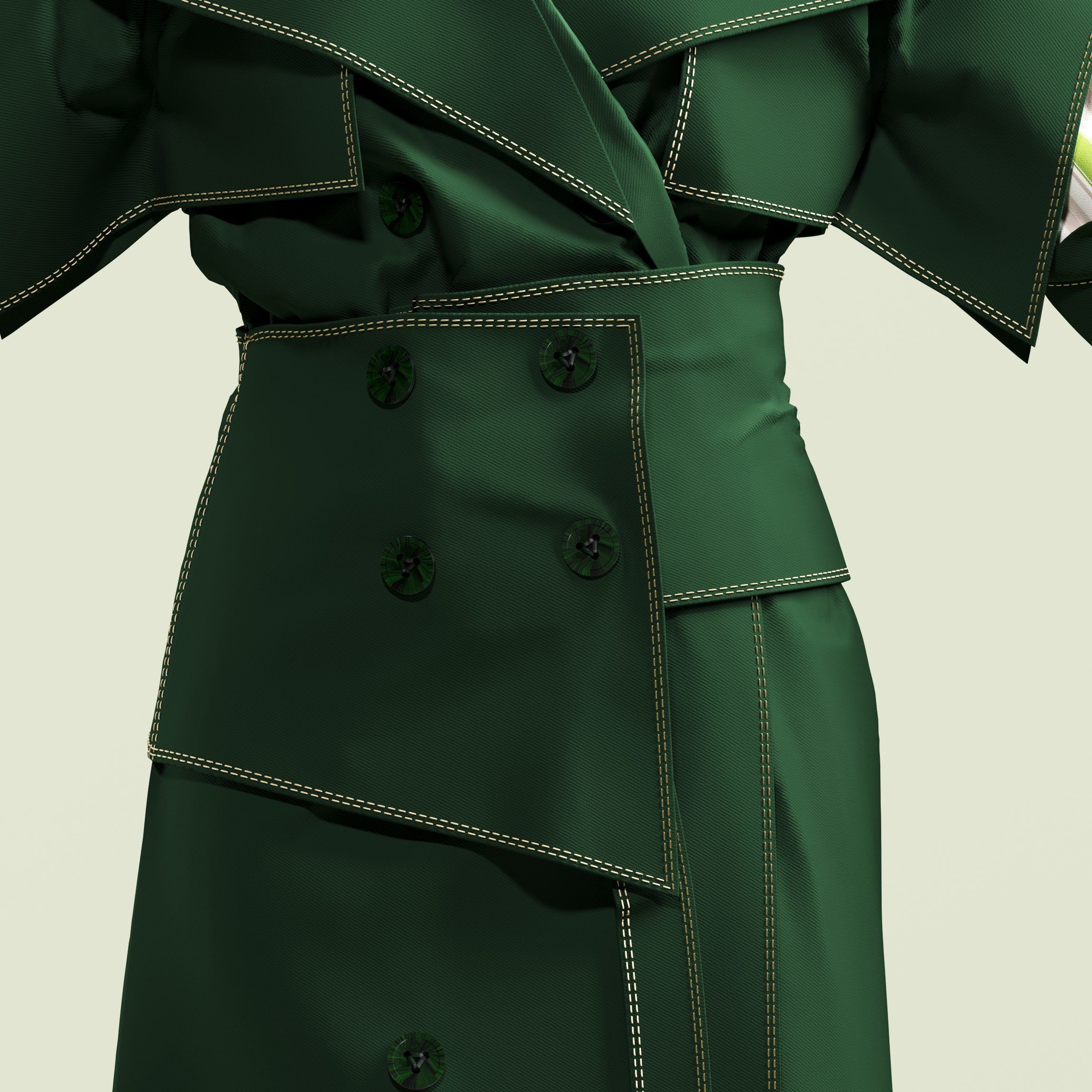 Green coat modal 3D model_6