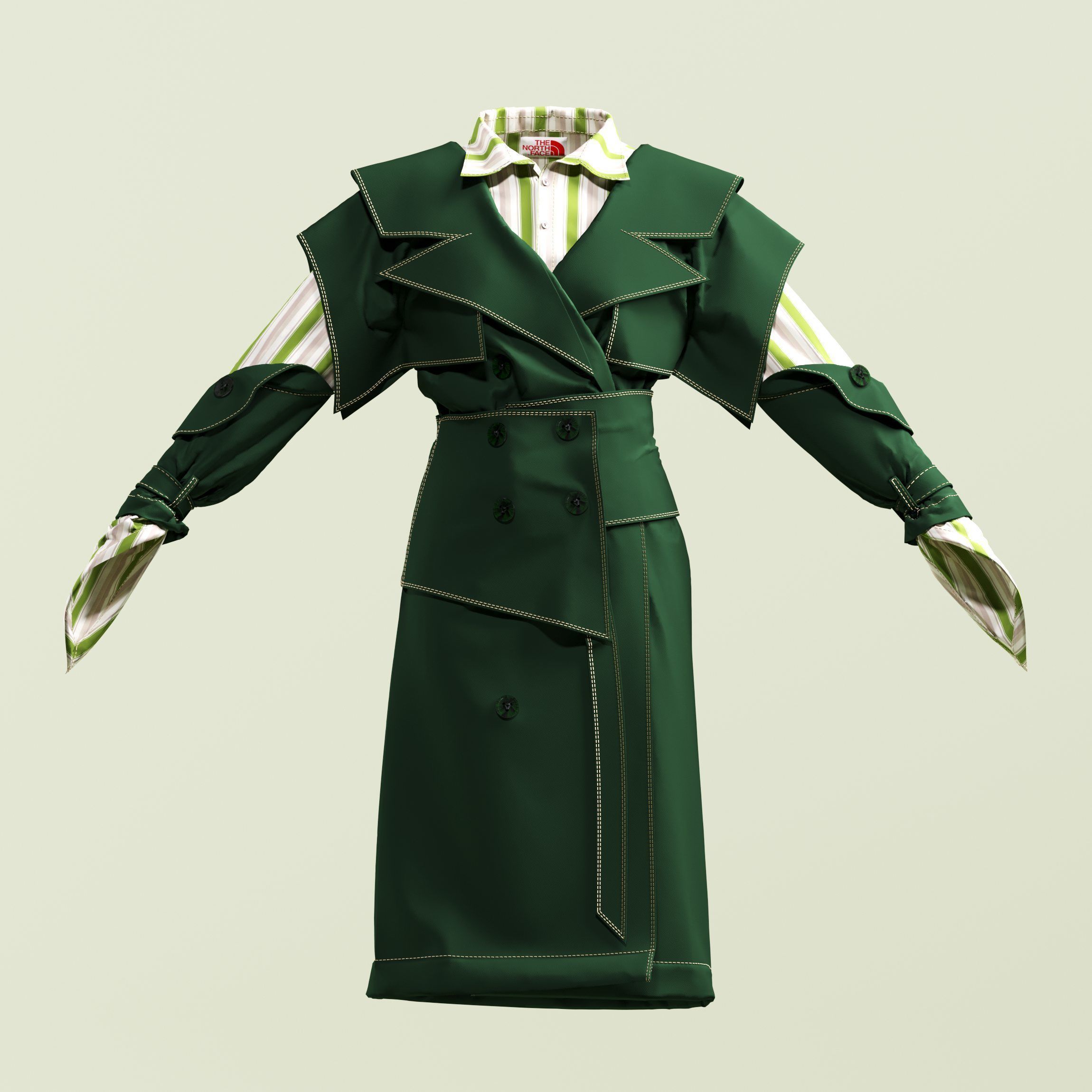 Green coat modal 3D model_1