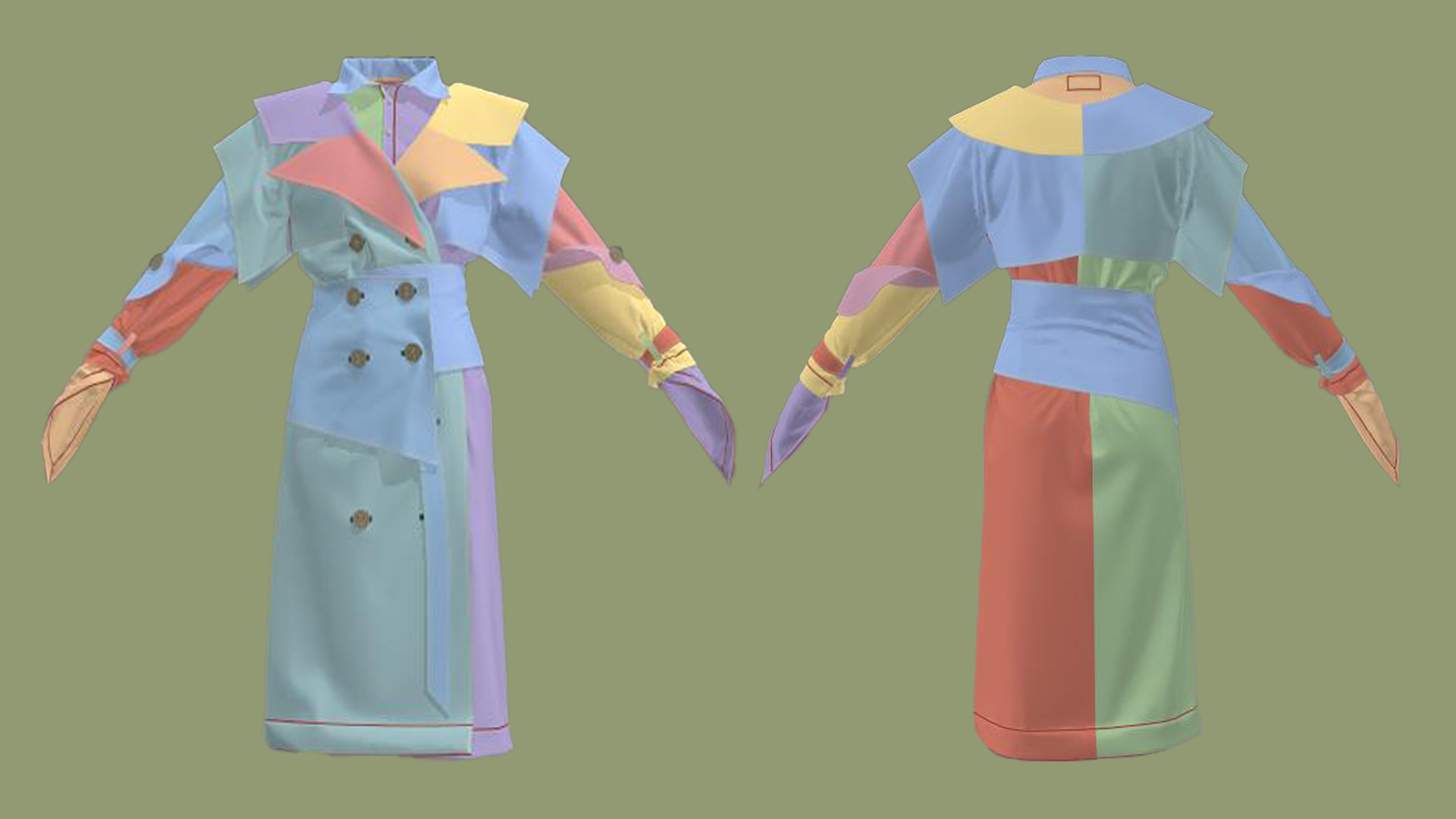 Green coat modal 3D model_10