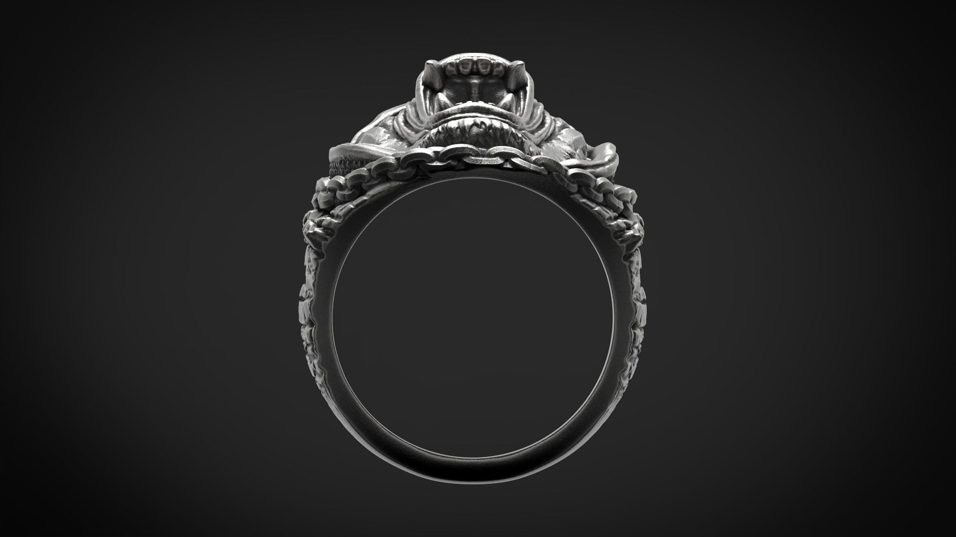 Gorilla in a hood Ring STL 3d model for 3d printing 3D print model_11