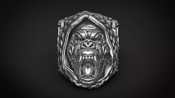 Gorilla in a hood Ring STL 3d model for 3d printing