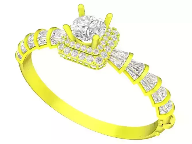 A7350 Luxury Diamond Baguette Halo Bangle Bracelets 3D Model