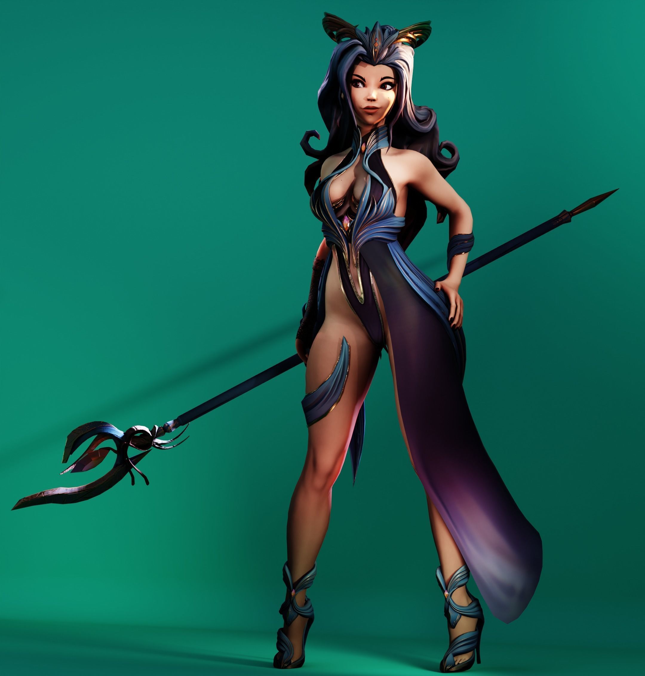  Morgana the low-poly sorcerer Low-poly 3D model_4
