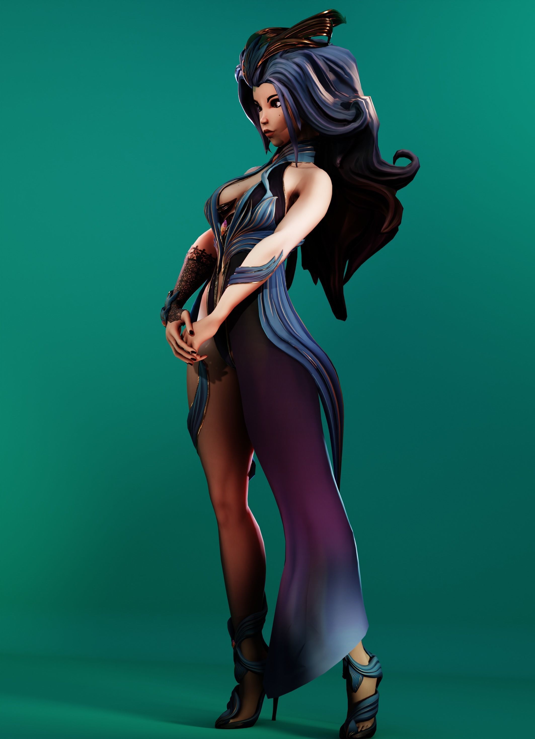  Morgana the low-poly sorcerer Low-poly 3D model_6