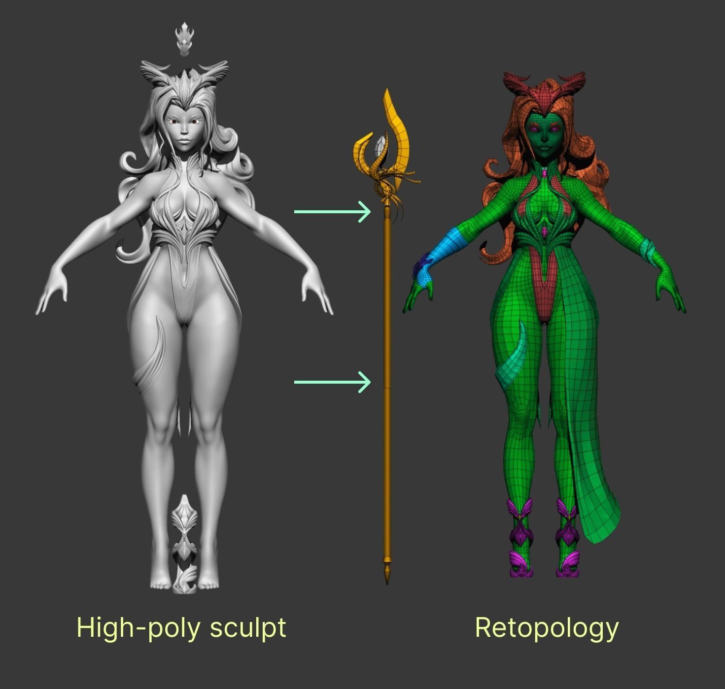  Morgana the low-poly sorcerer Low-poly 3D model_10