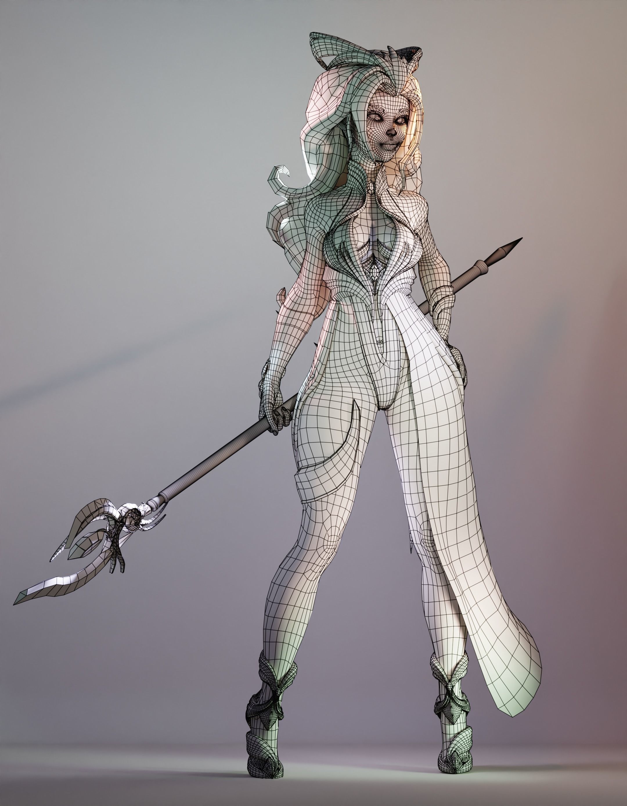  Morgana the low-poly sorcerer Low-poly 3D model_3