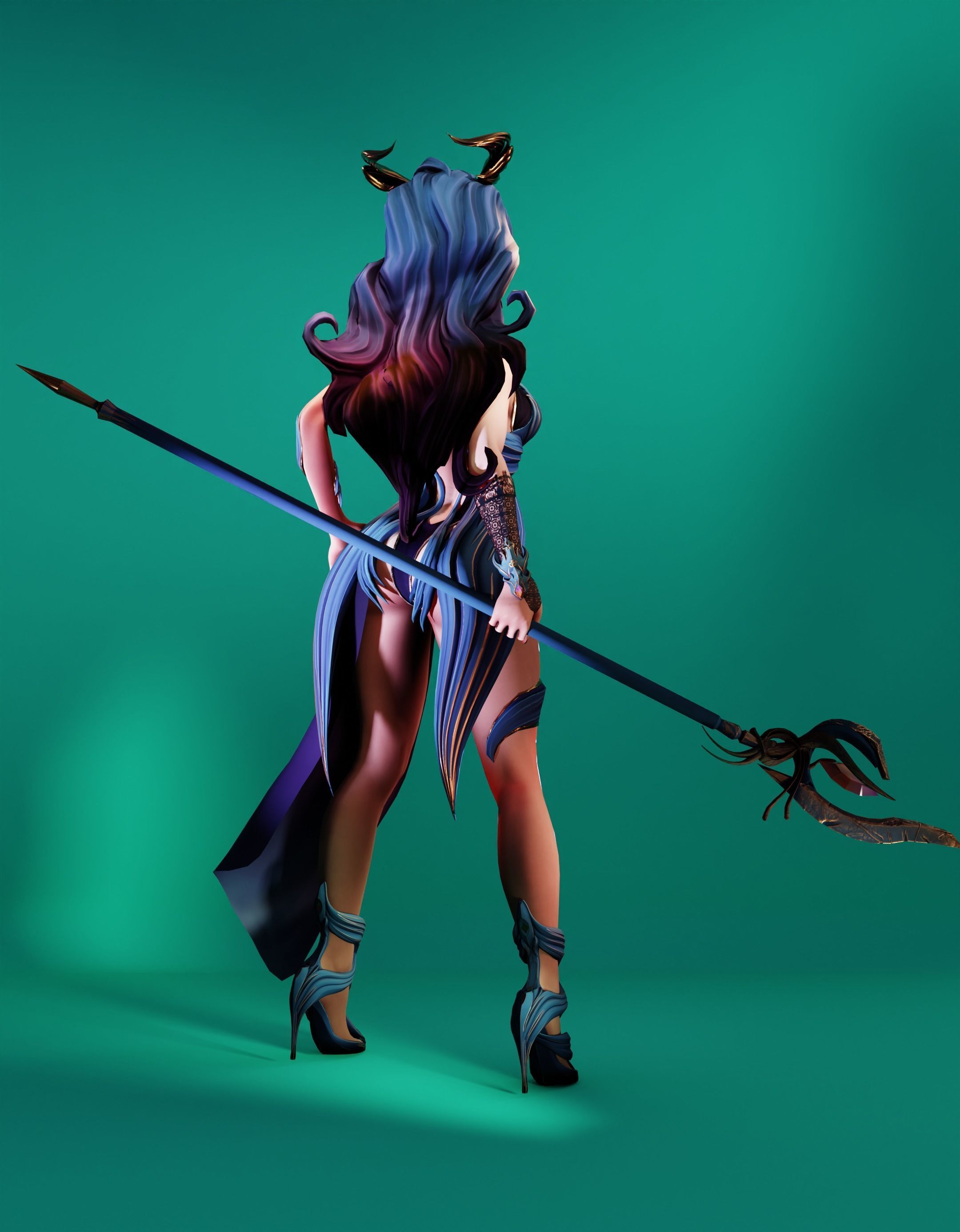  Morgana the low-poly sorcerer Low-poly 3D model_8