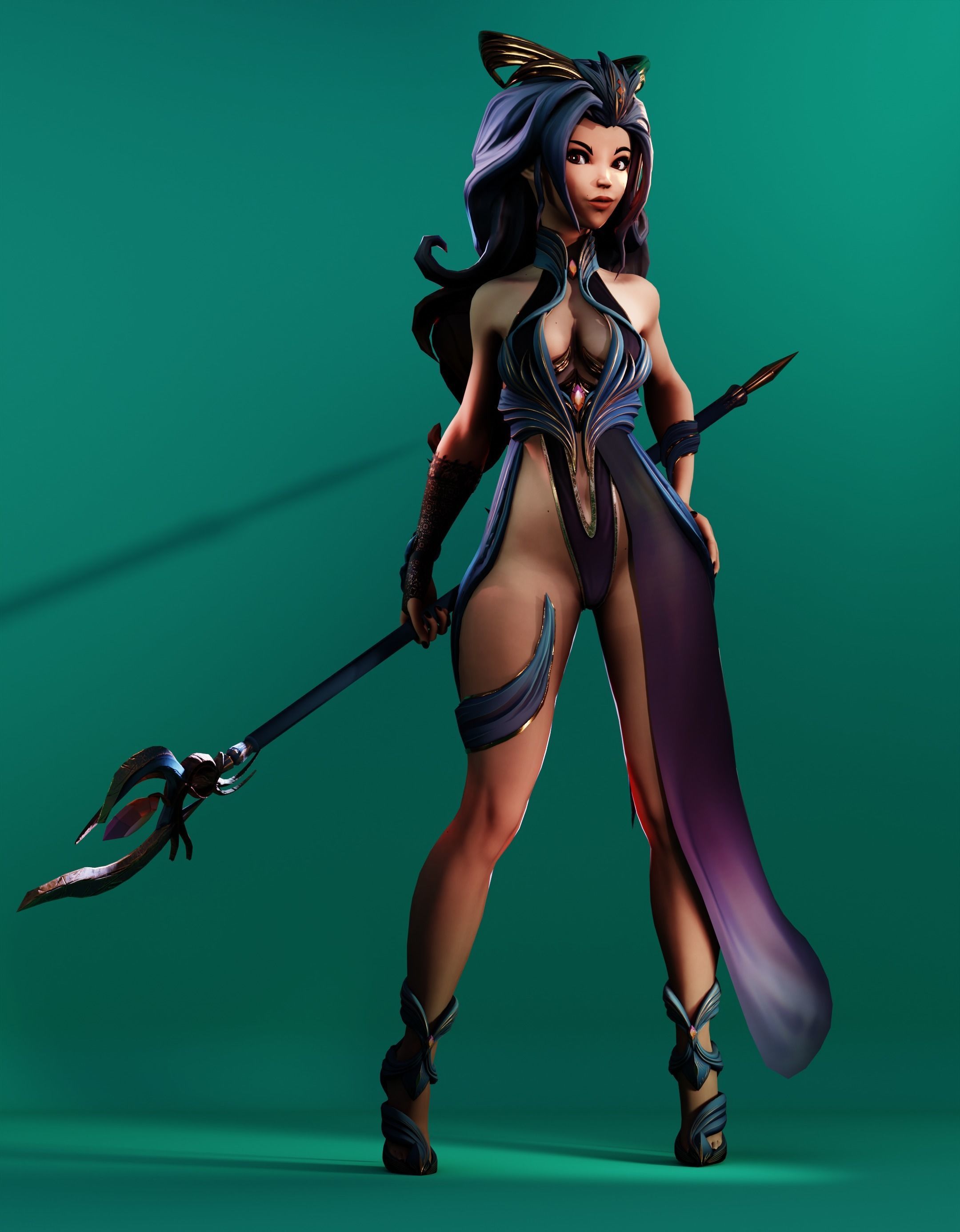 Morgana the low-poly sorcerer Low-poly 3D model_2
