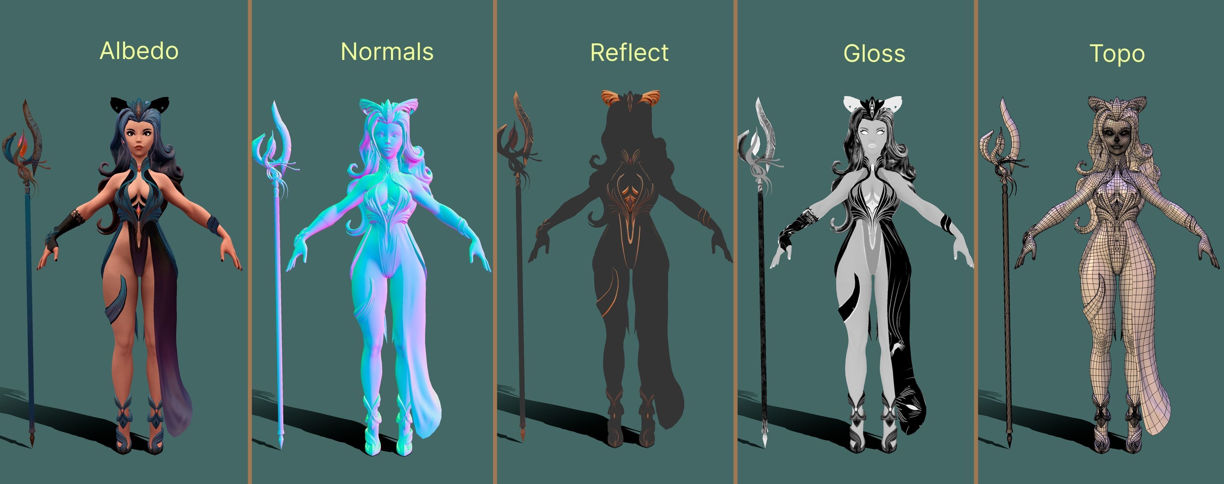  Morgana the low-poly sorcerer Low-poly 3D model_9