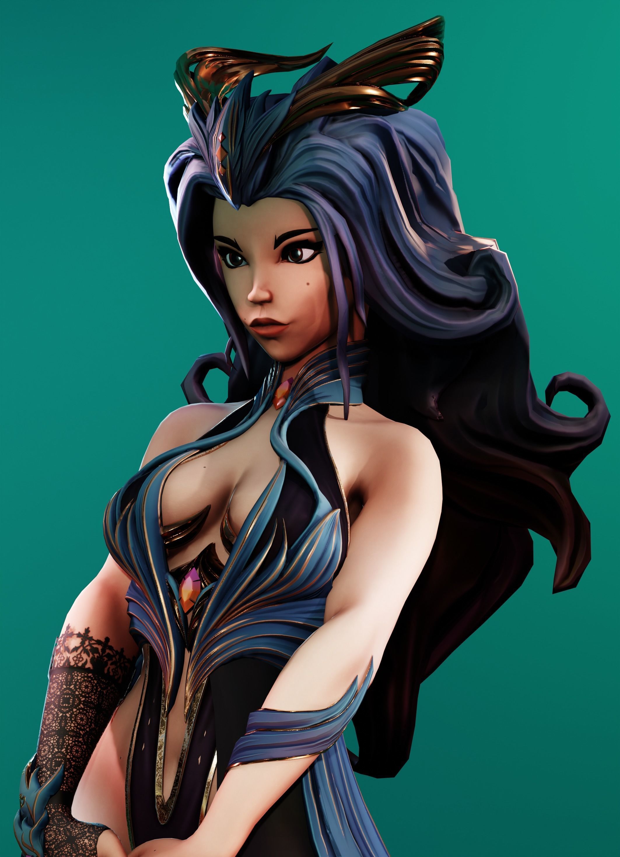  Morgana the low-poly sorcerer Low-poly 3D model_7