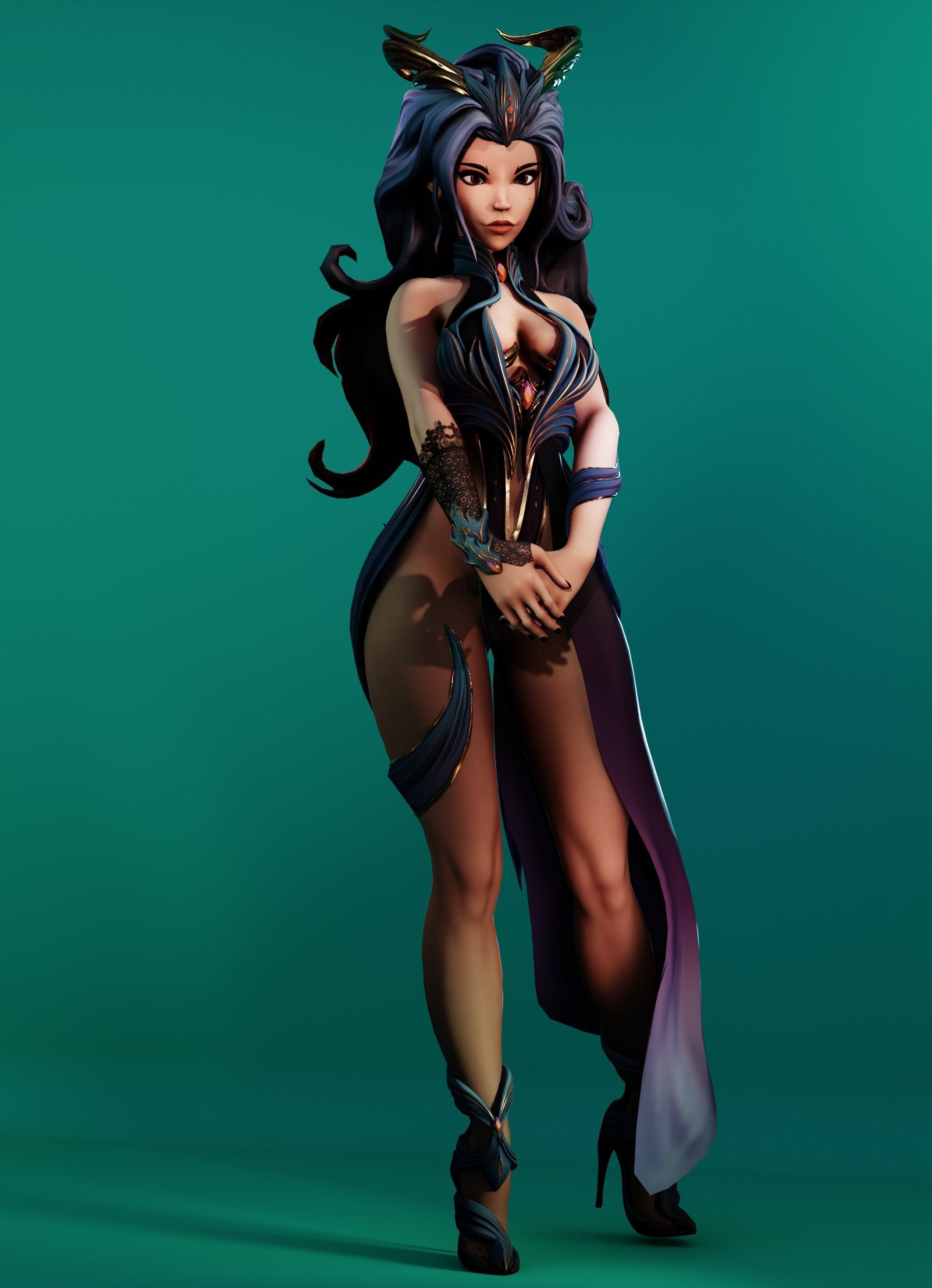  Morgana the low-poly sorcerer Low-poly 3D model_5