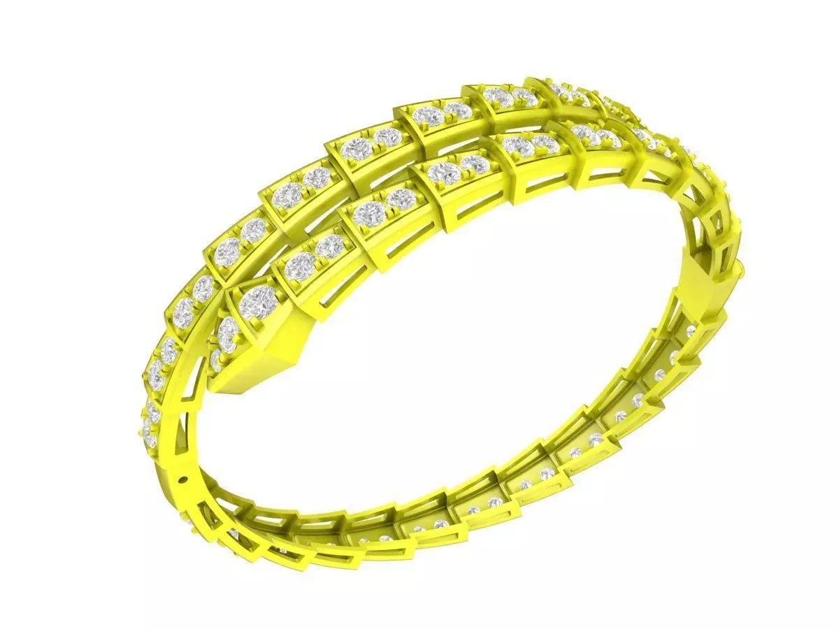 A7351 Luxury Diamond Snake Bangle Bracelets 3D Model 3D print model_0