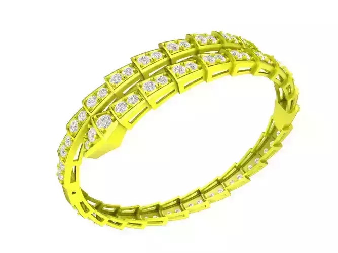 A7351 Luxury Diamond Snake Bangle Bracelets 3D Model