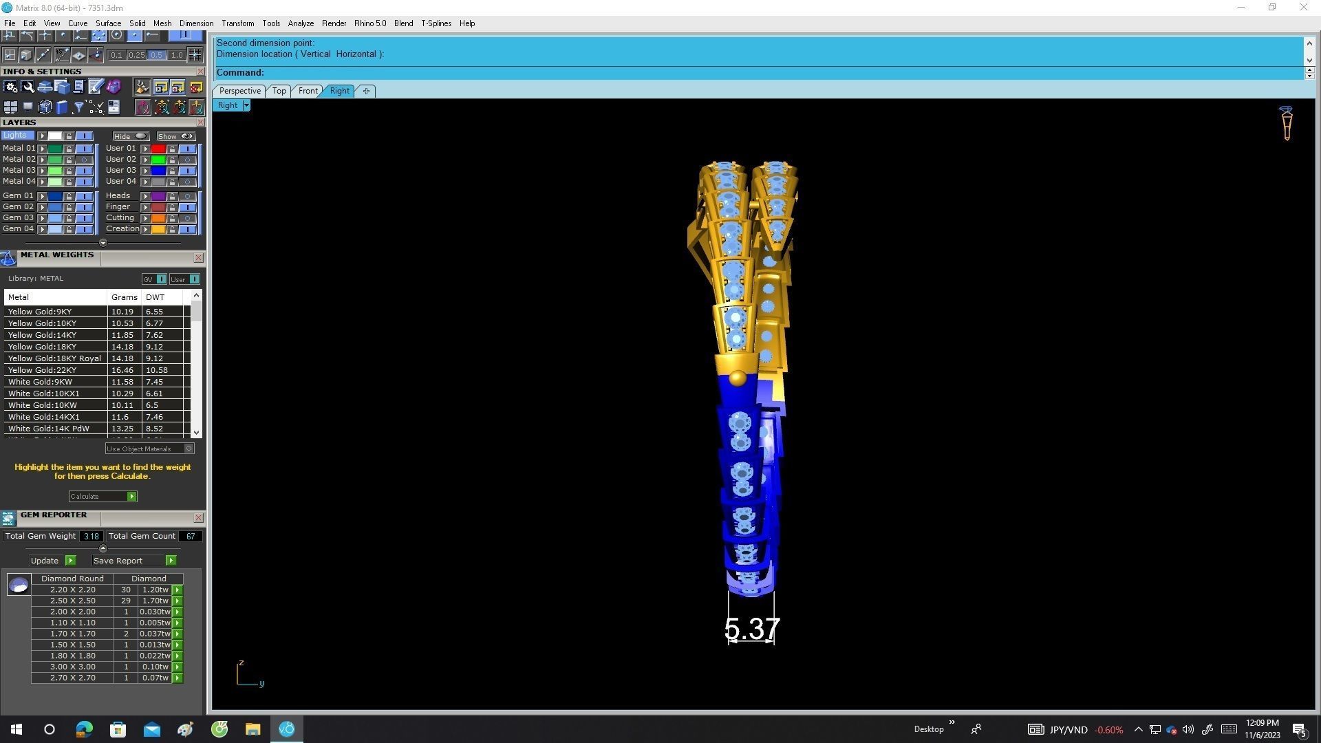 A7351 Luxury Diamond Snake Bangle Bracelets 3D Model 3D print model_7