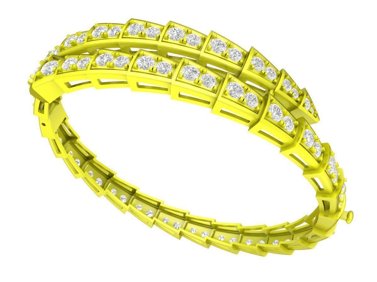 A7351 Luxury Diamond Snake Bangle Bracelets 3D Model 3D print model_1