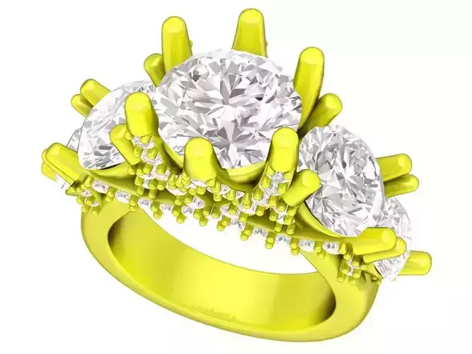 A7352 Five Diamond Engagement Ring 3D Model