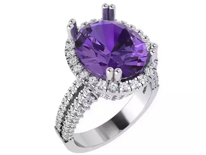 Oval Halo Double Shank Ring 4669