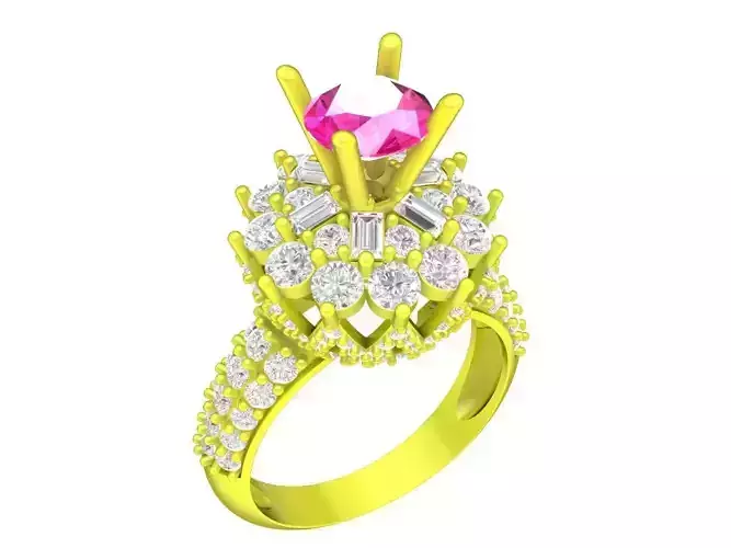 A7357 Luxury Hongkong Style Diamond Engagement Ring