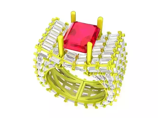 A7363 Luxury Diamond Straight Baguette Women Ring