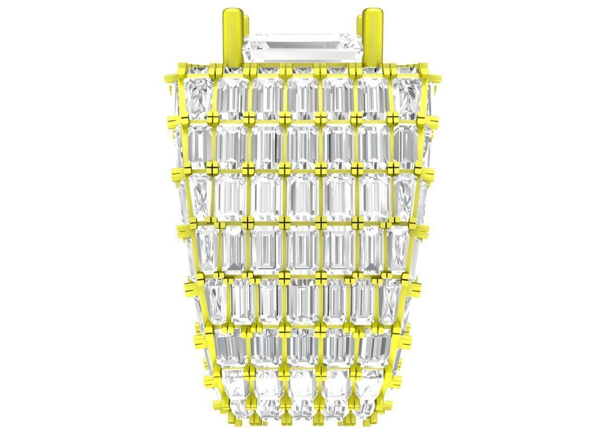 A7364 Luxury Diamond Straight Baguette Men Ring 3D print model_4