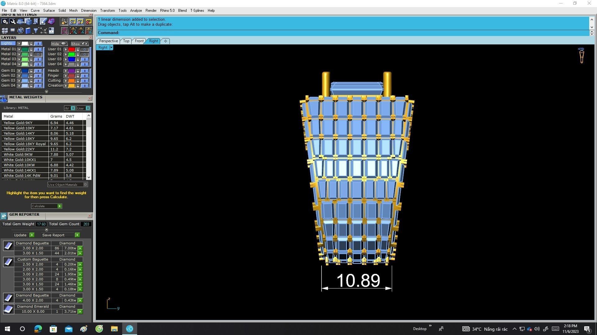 A7364 Luxury Diamond Straight Baguette Men Ring 3D print model_7