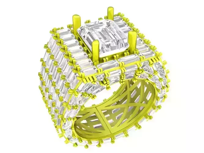 A7364 Luxury Diamond Straight Baguette Men Ring