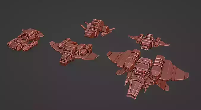 Low Poly Game ready Spaceship Pack
