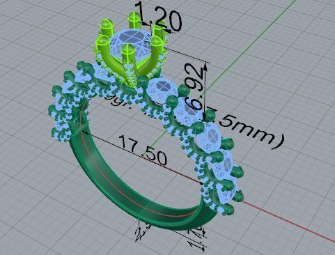 Round Six Peg Setting Ring 4672 3D print model_7
