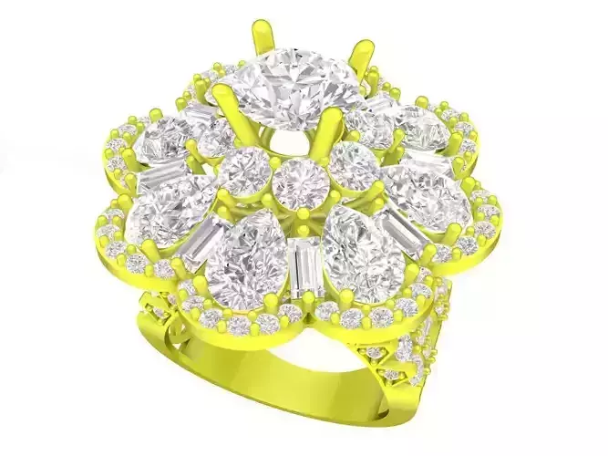 A7367 Hongkong Style Diamond Flower Women Ring
