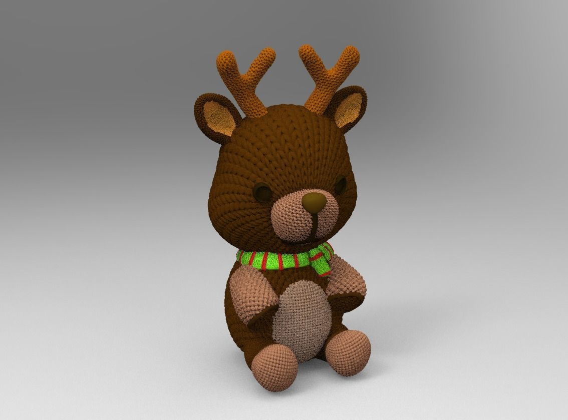 Crochet Knitted Teddy Reindeer Easy to print 3D print model_3