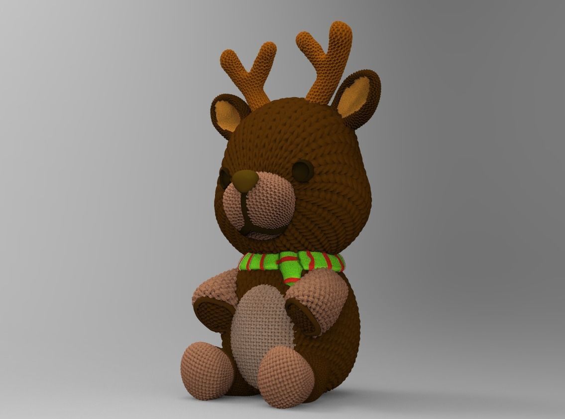 Crochet Knitted Teddy Reindeer Easy to print 3D print model_6