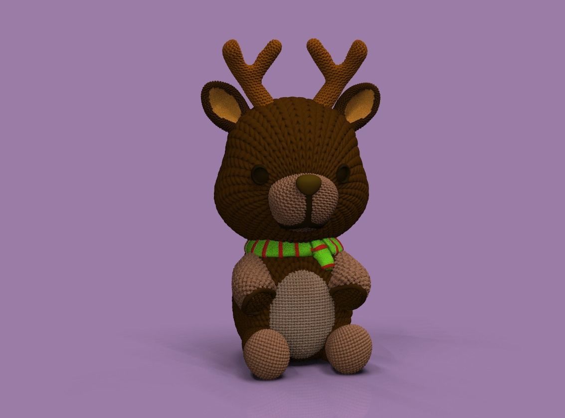 Crochet Knitted Teddy Reindeer Easy to print 3D print model_11