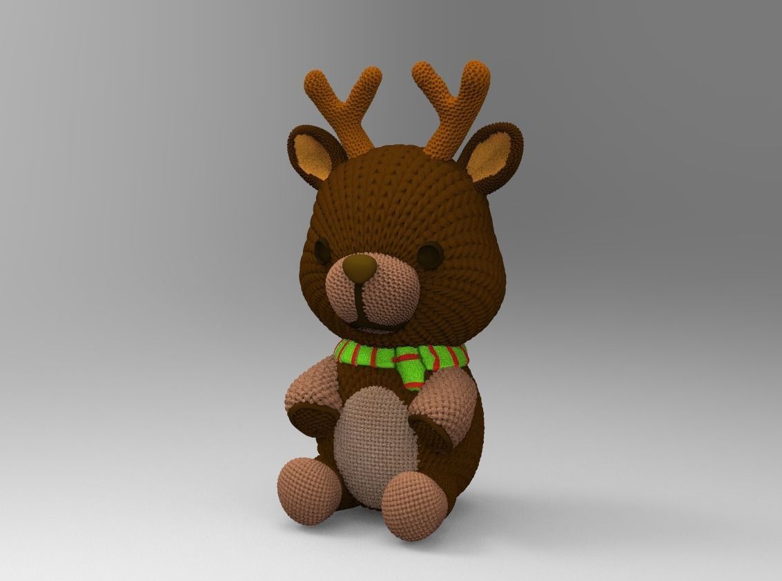 Crochet Knitted Teddy Reindeer Easy to print 3D print model_1