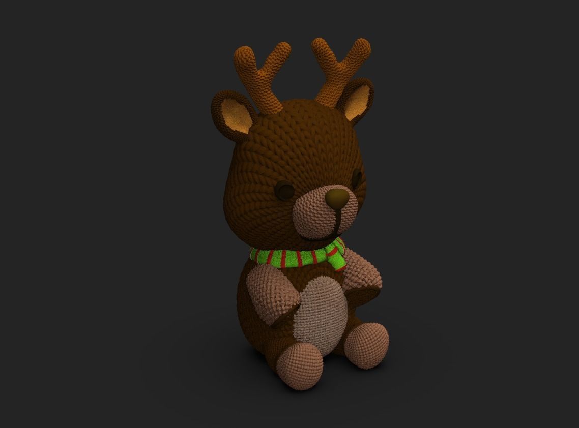 Crochet Knitted Teddy Reindeer Easy to print 3D print model_10
