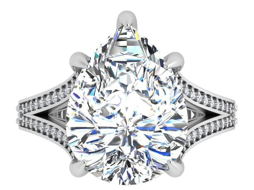 Pear Diamond Split Shank Ring 4677 3D print model_2