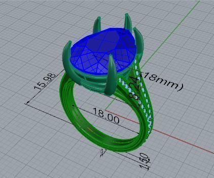 Pear Diamond Split Shank Ring 4677 3D print model_7