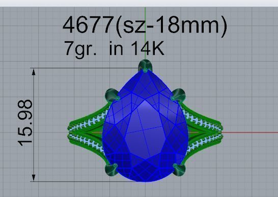 Pear Diamond Split Shank Ring 4677 3D print model_4