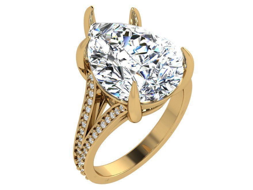 Pear Diamond Split Shank Ring 4677 3D print model_1