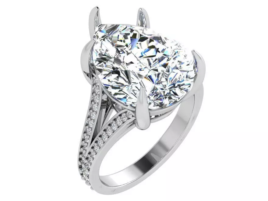 Pear Diamond Split Shank Ring 4677 3D print model_0