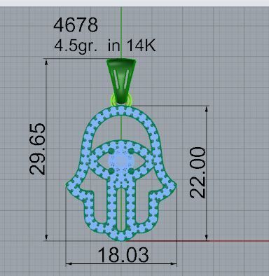 Hamsa Hand Inside Eye Pendant 4678 3D print model_4