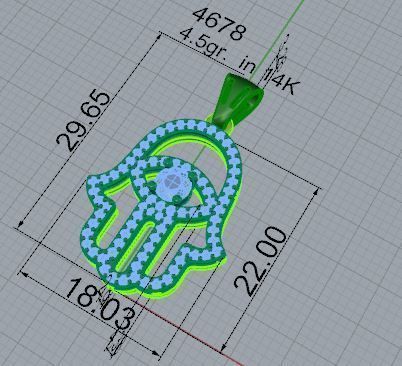 Hamsa Hand Inside Eye Pendant 4678 3D print model_7