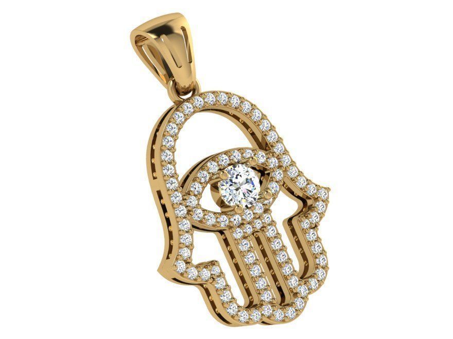 Hamsa Hand Inside Eye Pendant 4678 3D print model_1